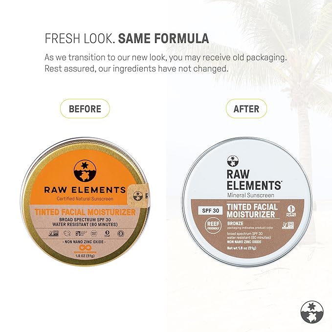 Raw Element Ultra-Moisturizing Tinted Face Cream, Non Toxic 1.8 oz