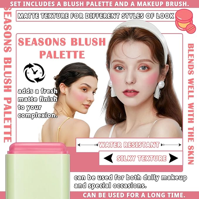 Blush Cream for Cheeks,Face Matte Contour Blush Makeup,Buildable Shimmer Facial Cheek Blusher Shades,Blendable Cosmetic Makeup Blush 01