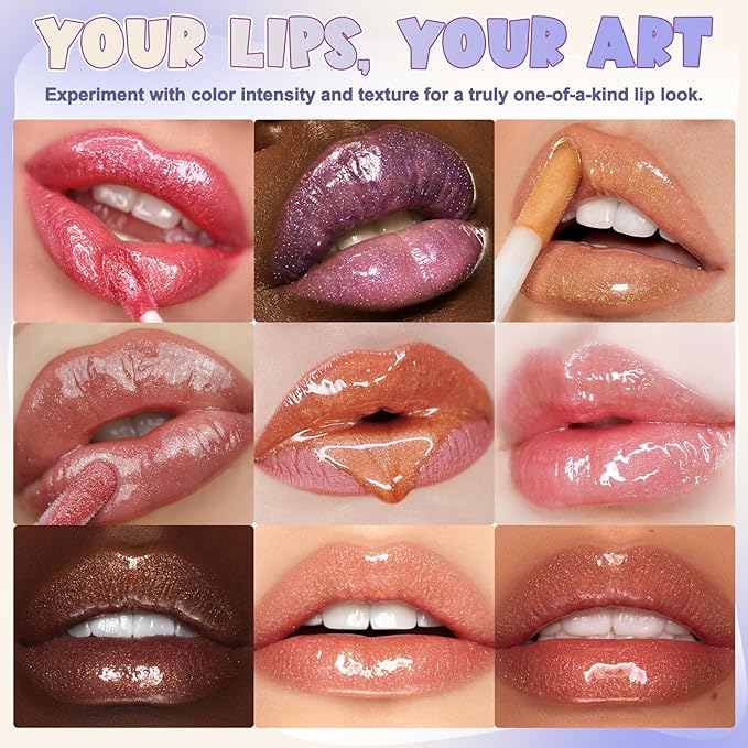 Lip Gloss Making Kit, 58PCS DIY Lip Gloss Kit, Lipgloss Making Kit for Women, Beginner, Girls, Moisturizing Lipgloss Base Moist, Double-Ended Tubes, Jojoba Oil, Tween Girls Gift Trendy Stuff