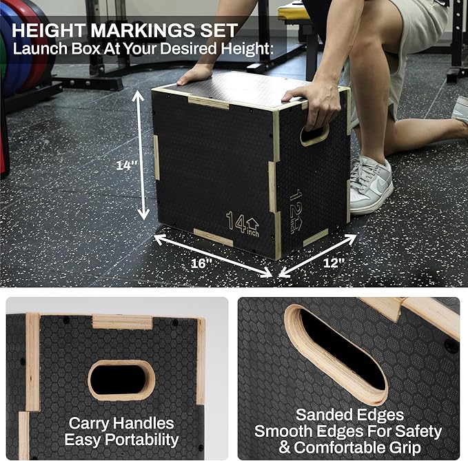 3 in 1 Non-Slip Wooden Plyo Box Plyometric