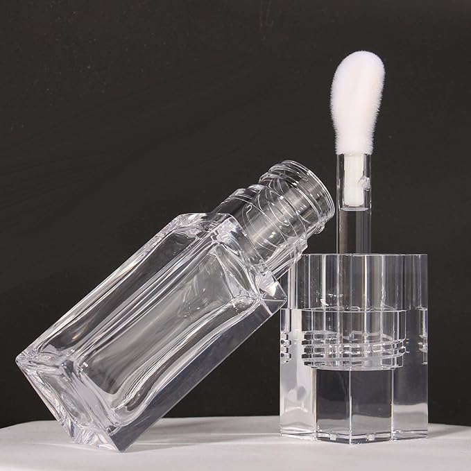 COSIDEA 18pcs Empty 6ml Square Clear PETG lip gloss tubes big deo foot wand lipgloss tube container for lip oil