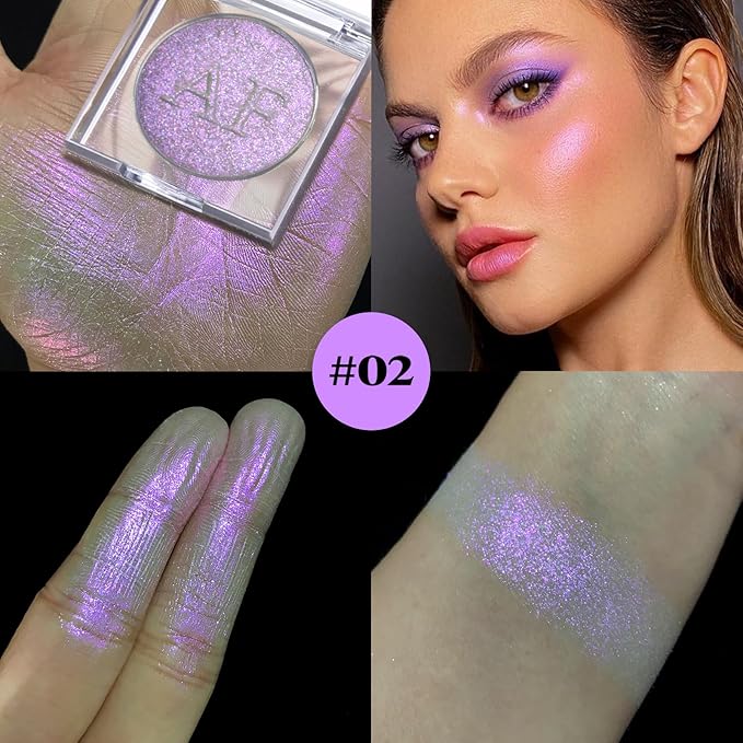 Purple Diamond Highlighter Makeup, Duochrome Shimmer Highlighter Makeup Skin, 02