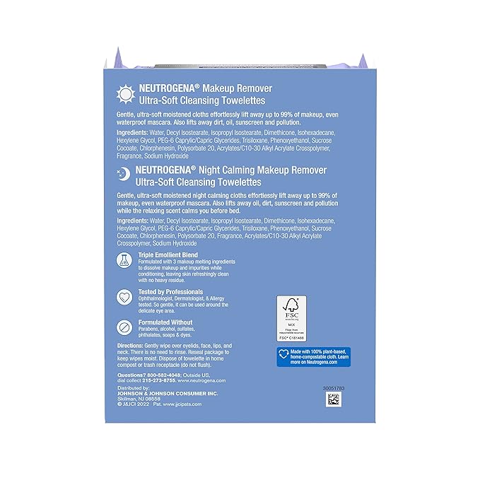 Neutrogena Day & Night Wipes, Makeup Remover Face