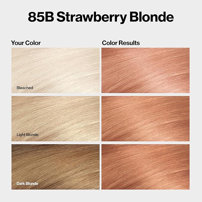 Revlon ColorSilk with Bond Repair Complex, Blonde Permanent Hair Color, 100% Gray Coverage, Ammonia Free Hair Dye, Vegan Keratin, 85B Strawberry Blonde (Pack of 3)