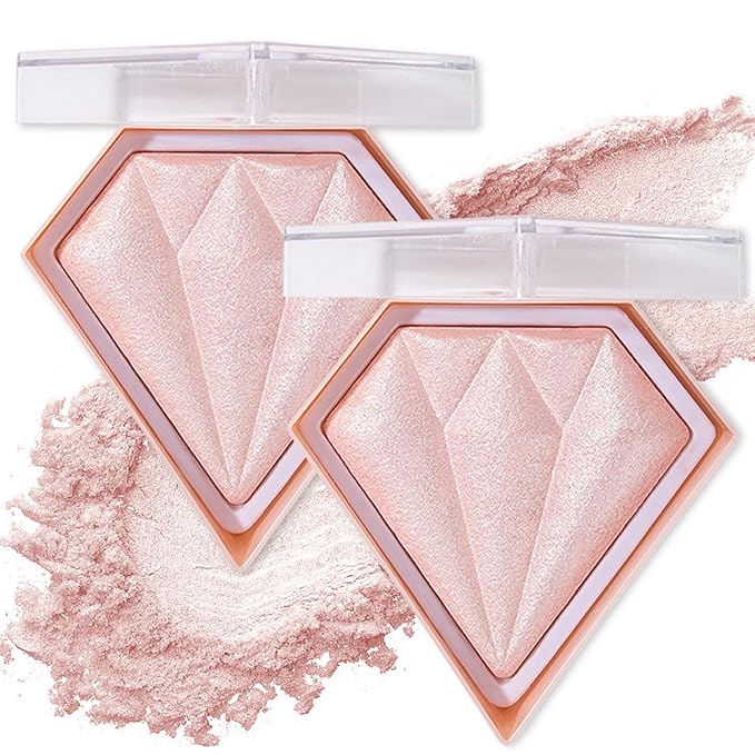 2PCS Fairy Pink Highlighter Makeup Palette Face Powder