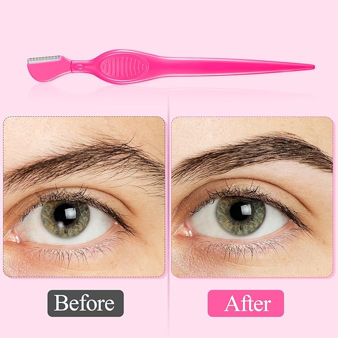 Mudder 21 Pcs Eyebrow Razor Eyebrow Shaver Facial Razor Multipurpose Face Trimmers with Precision Cover for Women Makeup Care Tools(Rose Red)