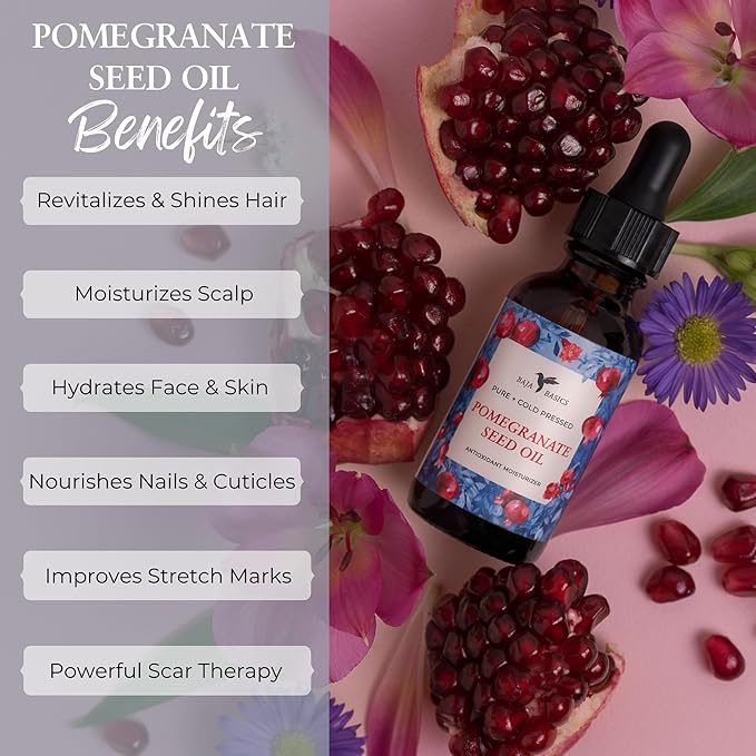 Pomegranate Seed Oil - Pure, Cold Pressed, Unrefined - Organic Body Oil - Antioxidant Serum for Face, Hair, Skin and Nails - Natural Moisturizer & Scar Treatment - 1 oz