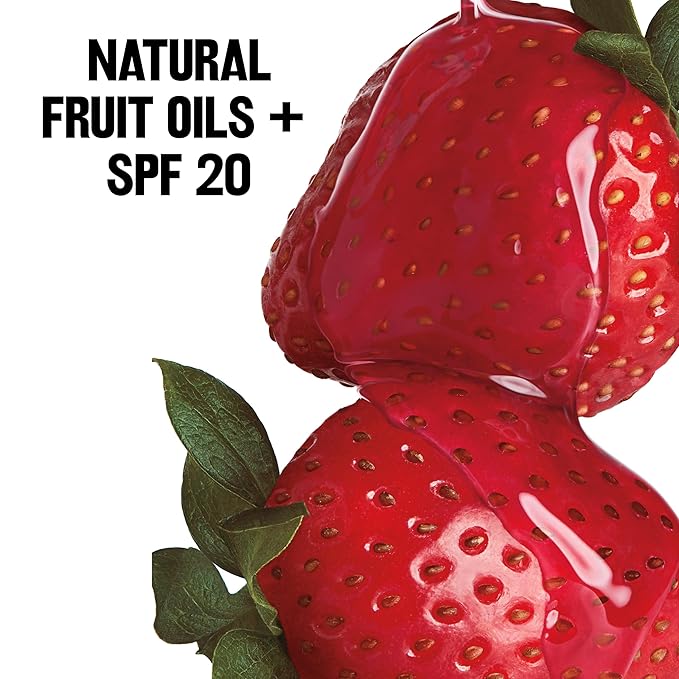 Revlon Kiss Tinted Lip Balm with SPF 20, Hydrating, Flavored, Infused with Natural Fruit Oils, 025 Fresh Strawberry, 0.09 oz