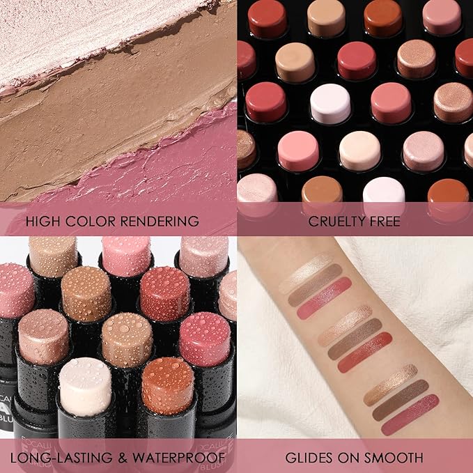 FOCALLURE 3 Pcs Cream Contour Sticks,Shades with Highlighter Finishing Makeup,LIGHT-MEDIUM