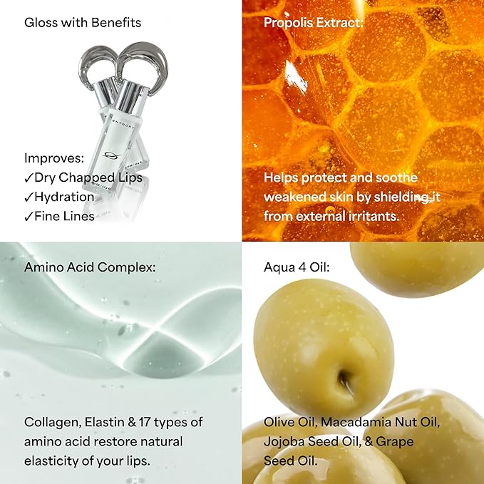 ENTROPY Makeup Charm Ultra Glossy Lip Serum, Nourish Lip Care with Amino Complex, Hydrating, Cooling Care, Non-Sticky, High Shine Finish, Crystal Clear