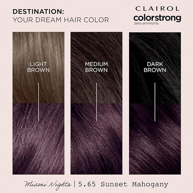 Clairol ColorStrong Permanent Zero Ammonia Hair Dye, 5.65 Sunset Mahogany - Miami Nights Hair Color, Pack of 1