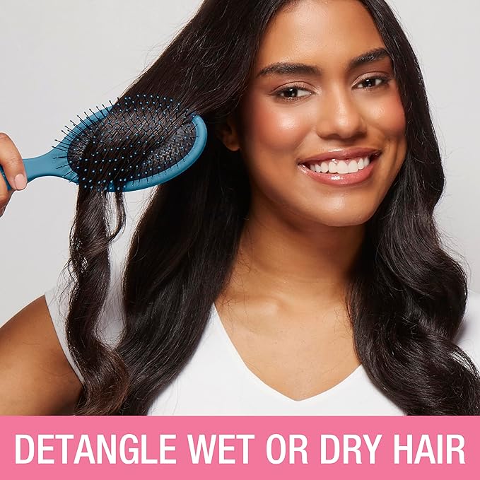 Conair Detangling hairbrush 3PK - wet or dry hair - ideal for curly or straight styles - detangler hair brush - hairbrushes for women - Beige, Navy, Coral