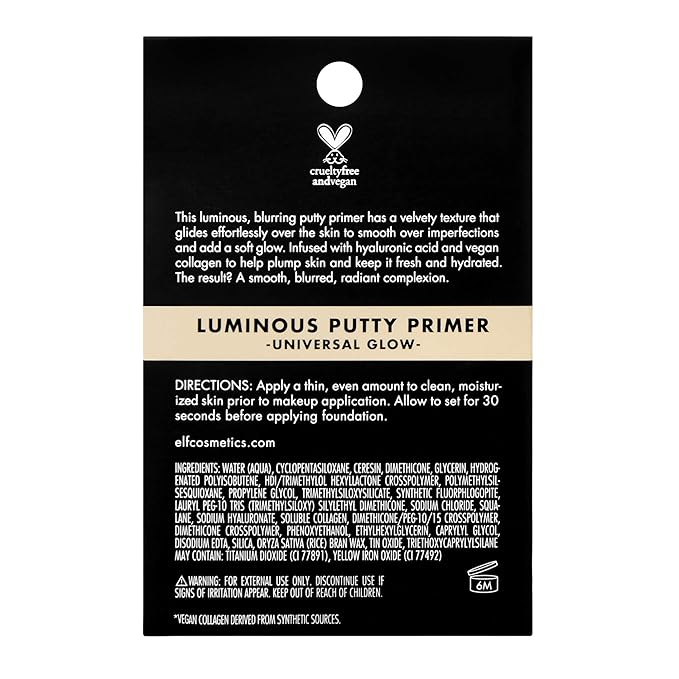 e.l.f. Luminous Putty Primer, Skin Perfecting, Lightweight, Silky, 0.74 Oz