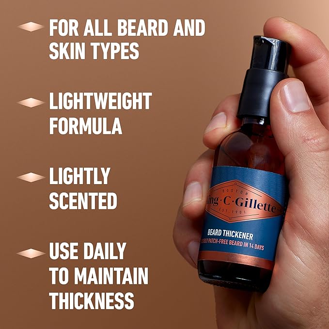 King C. Gillette Beard Thickener formulated with Vitamin B complex and Caffeine, 1.7oz