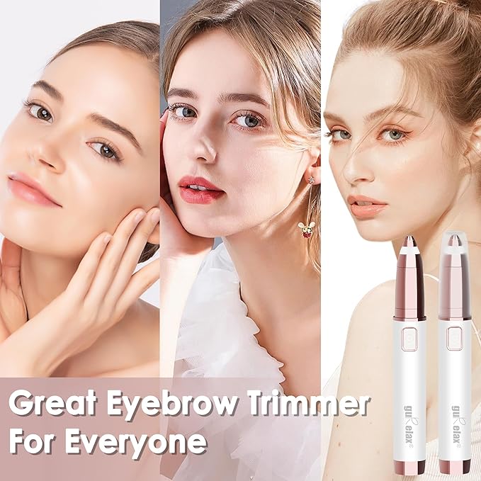 gurelax Eyebrow Trimmer for Women,Electric Eyebrow Hair Remover, Painless Brow Razor Shaper with LED Light, USB Rechargeable, Eye Brow and Face Epilator for Ladies(White)