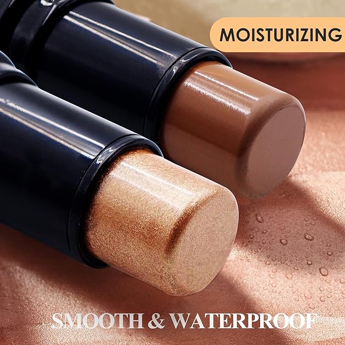 POPMISOLER 2 pcs Makeup Highlighter Stick & Cream Foundation Stick