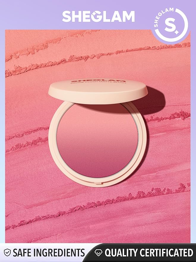 SHEGLAM Divine Flush Matte Blush Powder Highly Pigmented Non-Fading Long Lasting Glowing Lightweight Natural Blush Face Makeup Party Blush-Insta Flame