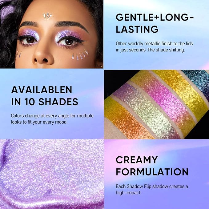 MAKI YIKA 3Pc Glitter Eyeshadow Liquid Multichrome Eyeshadows Long Lasting, Metallic Chameleon Eye Shadow Smudgeproof Holographic Eye Topper Glitters (#1+2+6)