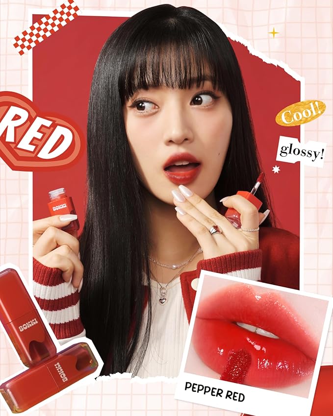 Glow Bokki Glossy Lip Tint, Korean Beauty (GB03 Chili Pink, 4.1 grams)