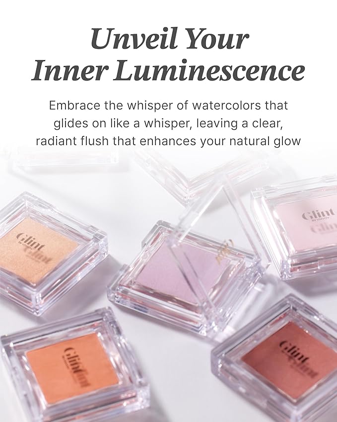 Glint Baked Blush (Eternal Breeze, 0.08oz) - Long-Lasting, All-Day Face Blush Powder for a Natural Look. Korean Skin Care, Korean Makeup. Blendable Color for Eyes, Cheeks & Body.