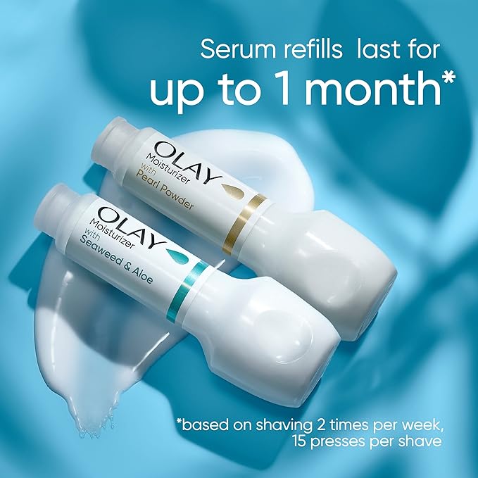 Gillette Venus Radiant Skin Moisturizing Women’s Razor For Dry And Sensitive Skin With Olay Moisturizer Dispenser, 1 Serum, And 1 Razor Blade Refill