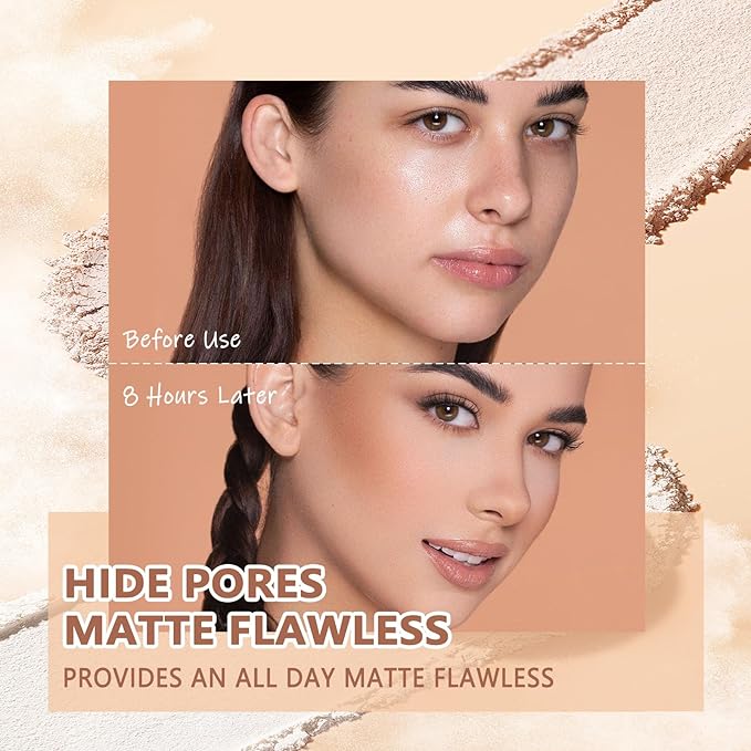 Oil Control Face Pressed Powder,Matte Smooth Flawless Setting 0.35Oz