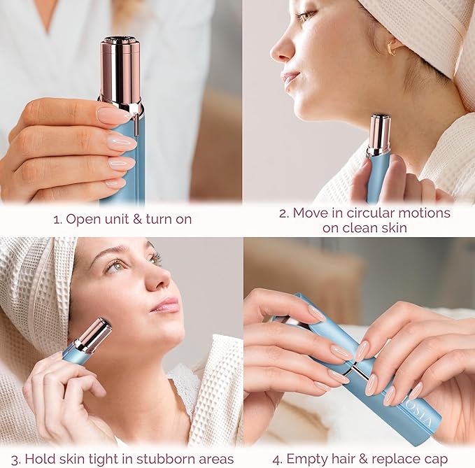 Facial Hair Removal for Women | Electric Razor Device Small Mustache Dermaplaning Remover Tools Tweezers Epilator Trimmer Face Dermaplane Shavers Beauty Gadgets Set Accessories by VISOFO (Topaz)