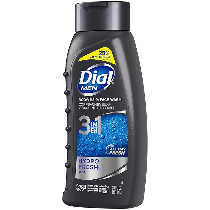 Dial Men Hair + Body Wash, Hydro Fresh, 20 fl oz (Pack of 4)