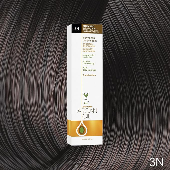 One N' Only Demi Permanent Hair Color - Permanent Hair Dye Made with Argan Oil - Delivers Rich, Accurate Tones with Gray Coverage - Improves Moisture & Elasticity - 3N Dark Natural Brown (3 oz)