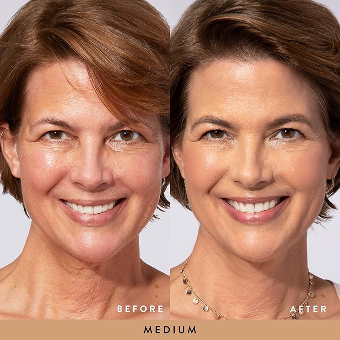 LAURA GELLER NEW YORK Baked Balance-N-Glow Illuminating Powder Foundation, Medium + Retractable Kabuki Brush + Baked Blush-N-Brighten, Pink Grapefruit