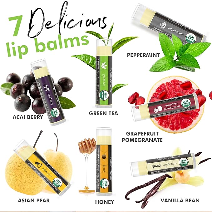 Natural Lip Balm Chapstick Pack - 12 Chap
