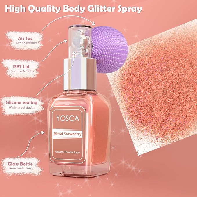 Yosca Highlighter Powder Spray, 20ML Cosmetic Grade Shimmer 20ML