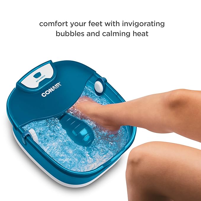 Conair Pedicure Foot Spa Bath with Heat reaching 104 Degrees, Massaging Foot Rollers, Soothing Bubbles, Pumice Stone and Nail Brush Included