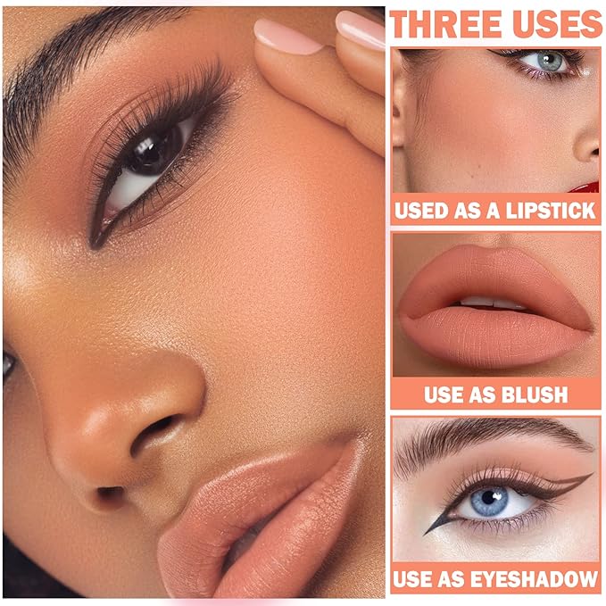 Cream Blush Stick with Brush,Waterproof Blush Makeup,Long Lasting Coral Orange