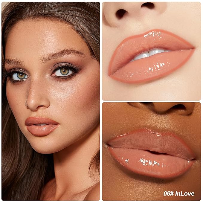 KISSIO Lip Stain Set,Peel Off Lip Liner Stain and Lip Care Oil,Transfer Proof,Long Lasting and Waterproof Lip Tint,Matte Finish,Lip Combo,06 Inlove
