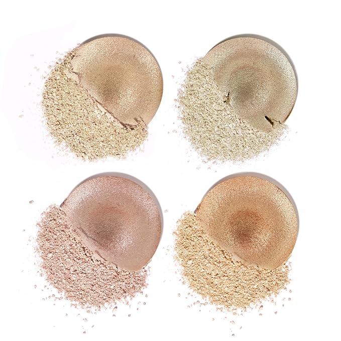 Boobeen 4 Color Highlighter Makeup Palette, Face Baked and Glowing