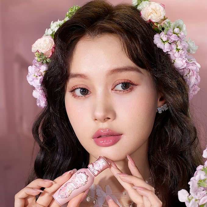 Flower Knows Midsummer Fairytales Lip Gloss-Glowy Moisturizing Coating Lip Lacquer-Hydrating Tinted Lip Oil for Girls&Women-Vegan & Cruelty Free-0.17Fl Oz(G05 Freesia)