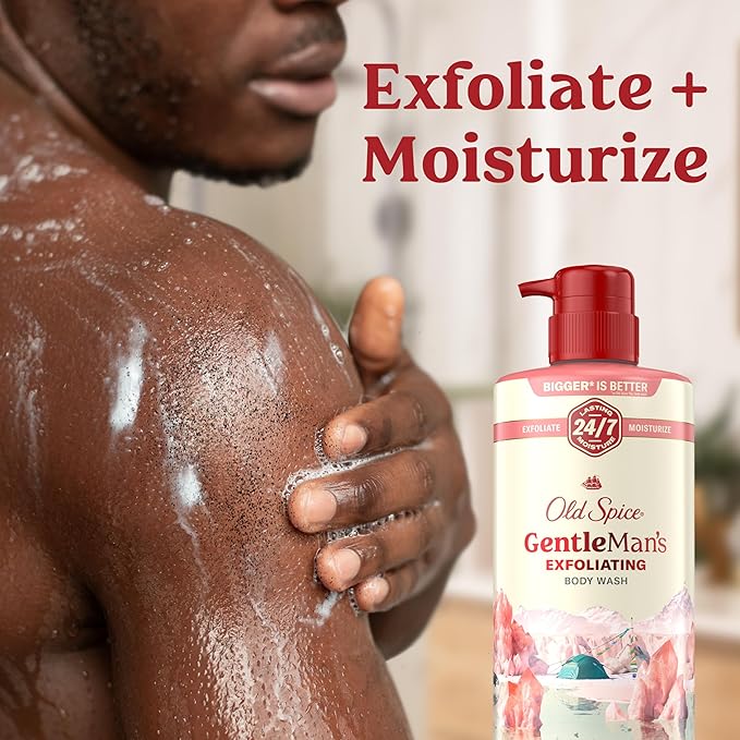 Old Spice GentleMan's Exfoliating & Moisturizing Body Wash for Men, 24/7 Shower Fresh with Long Lasting Scent, Renewing Vitamin B3 Blend, Himalayan Sea Salt + Glacier Water Scent, 26 oz