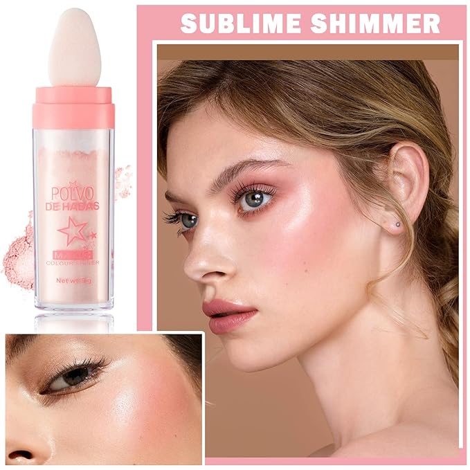 Polvo De Hadas Body Glitter Face Highlighter Powder Glow（Fairy Pink）