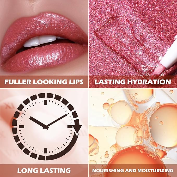 FOCALLURE Glitter Lip Gloss,High Shine Shimmer Lipstick,Long Lasting Plumping Lipgloss,Hydrating,Moisturizing,Non-Sticky and Lightweight Formula for Lip Color,Flechazo