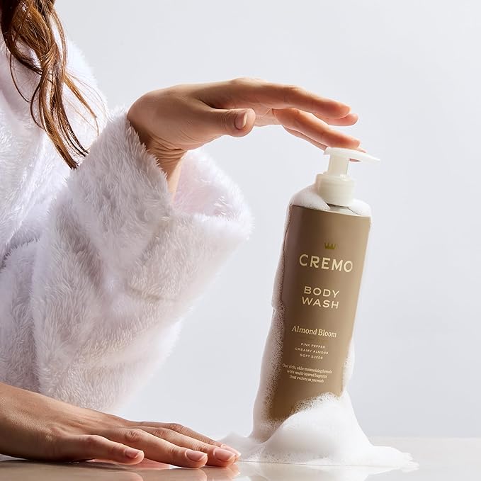 Cremo Skin Moisturizing Almond Bloom Women's Body Wash, Notes of Spicy Pink Pepper, Creamy Almond, and Soft Suede, 16 Fl Oz