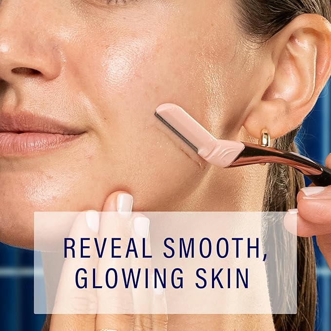 Schick Hydro Silk Dermaplaning Wand, Dermaplaning Tool for Face | Dermaplane Razor for Women Face, Eyebrow Razor, Peach Fuzz Remover, Includes 1 Weighted Metal Handle with 3 Refill Blades