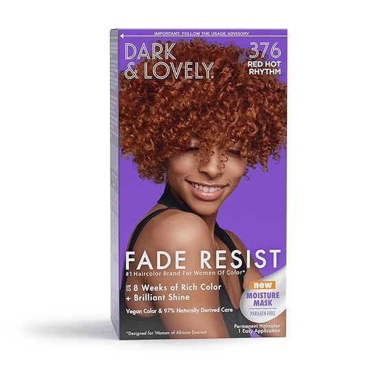 SoftSheen-Carson Dark and Lovely Fade Resist Rich Conditioning Hair Color, Permanent Hair Color, Up To 100 percent Gray Coverage, Brilliant Shine with Argan Oil and Vitamin E, Red Hot Rhythm