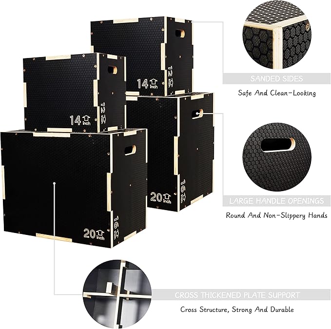 3 in 1 Non-Slip Wooden Plyo Box Plyometric