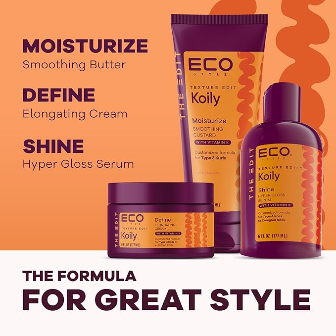 Eco Style Elongating Cream, Texture Edit, Koily Define for Type 4 curly hair, 6oz.