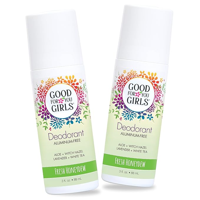 Good for You Girls Aluminum-Free, Natural & Vegan Deodorant for Kids, Preteens, Teens, Safe & Effective Odor Protection, Clear Roll-On, Natural Fragrance | Fresh Honeydew, 3 oz (Pack of 2)