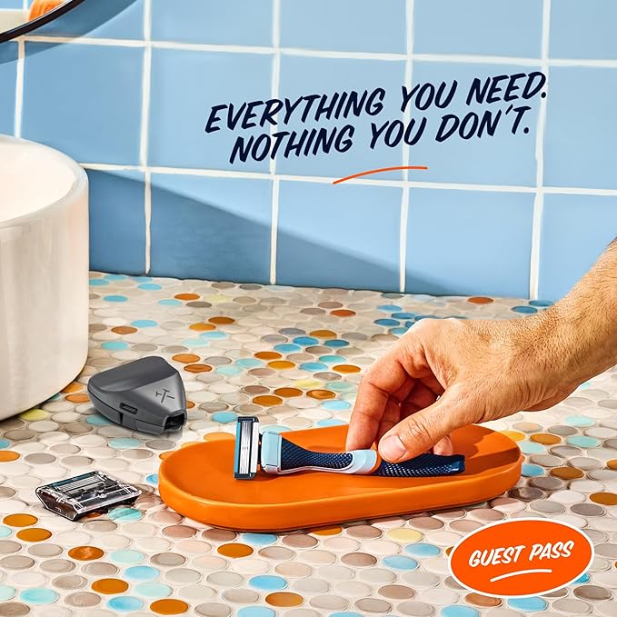 Dollar Shave Club | The Guest Pass Shave Set | 2 Swift Rinse Refill Cartridges, 1 Handle (Blue), 1 Razor Cover