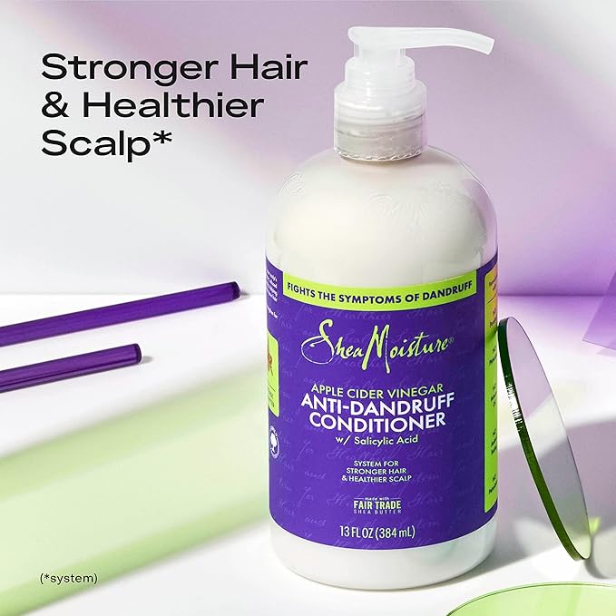 SheaMoisture Hair Care System Anti-Dandruff For Stronger Hair & Healthier Scalp Conditioner Formulated With Apple Cider Vinegar And Fair Trade Shea Butter 13oz