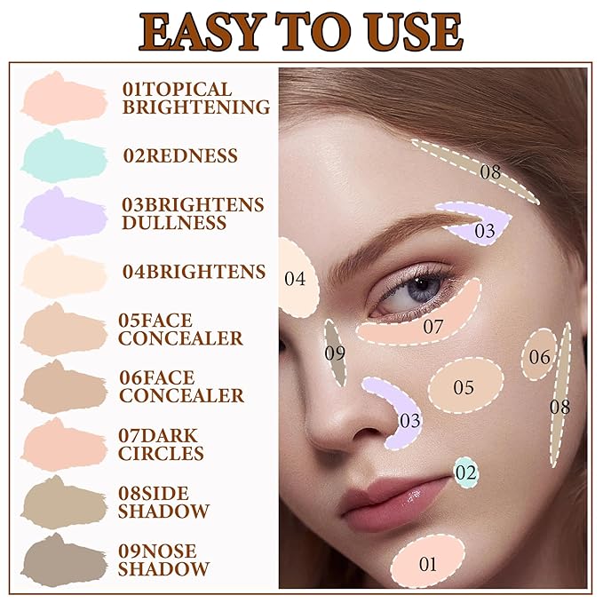 9 Colors Correcting Concealer Contour Palette,Concealer Cream Contour