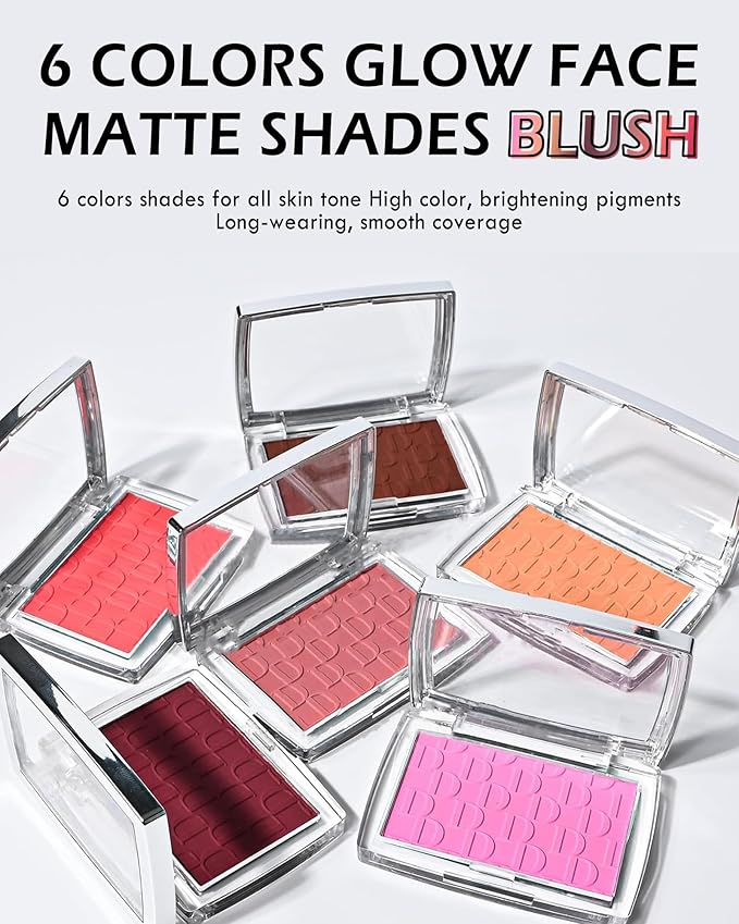 Powder Blush Palette, Matte Powder Makeup Blush for Enhancing -#Mahogany